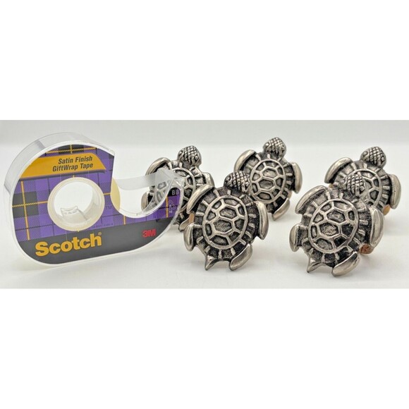 DII Design Imports Beach Sea Turtle Napkin Holder Rings Cast Brass Metal 5-Piece - Picture 4 of 9